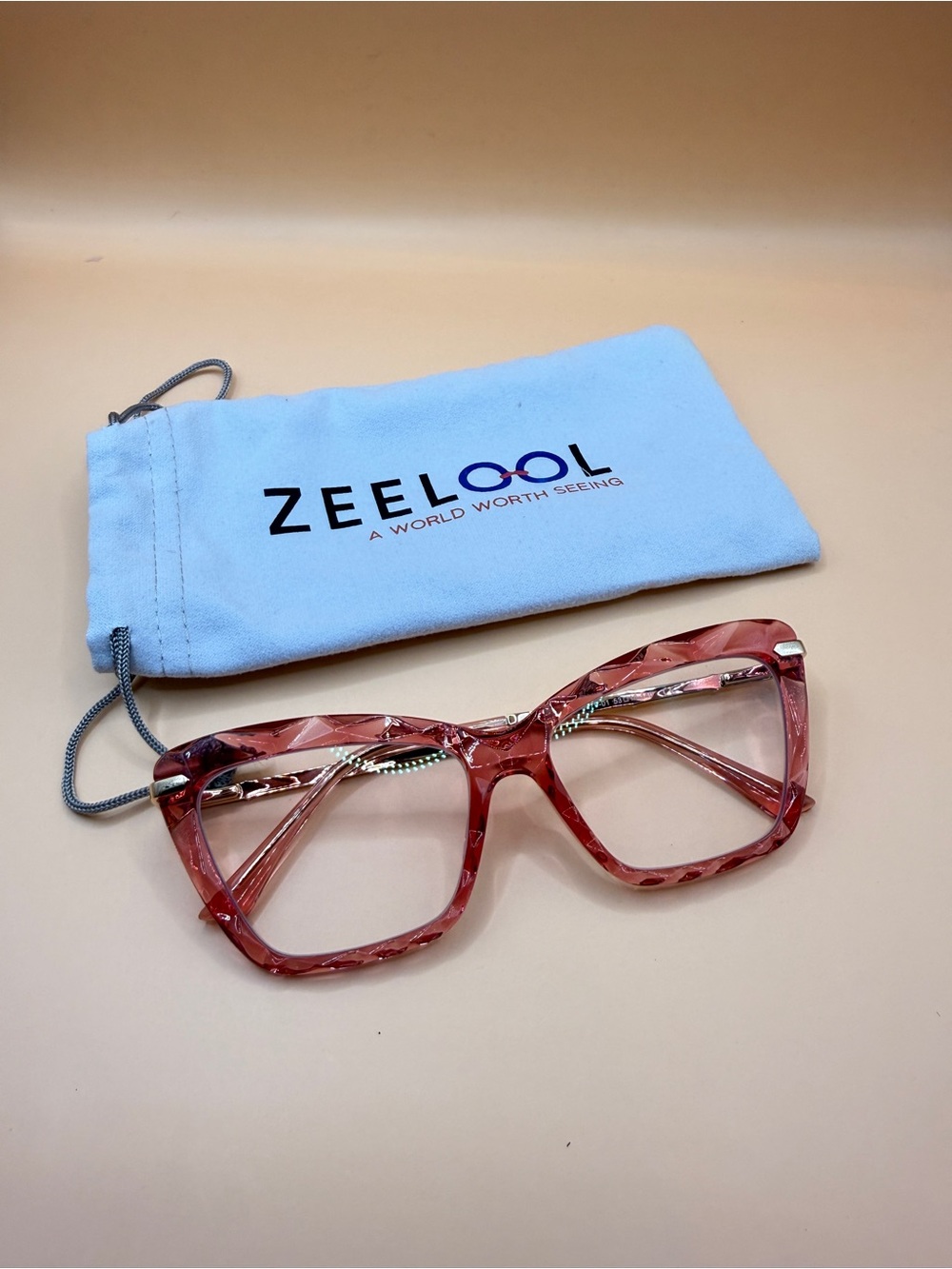 Zeelool Pink Tortoiseshell Women’s Fashion Glasses Frame, No prescription